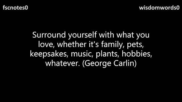 Surround yourself with what you love, whether it's family, pets, keepsakes, music, plants, hobbies, whatever. (George Carlin)