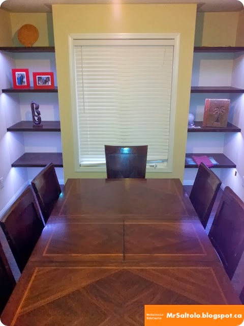 Dining room with floating shelves