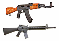 AK-47 and M16 Rifle