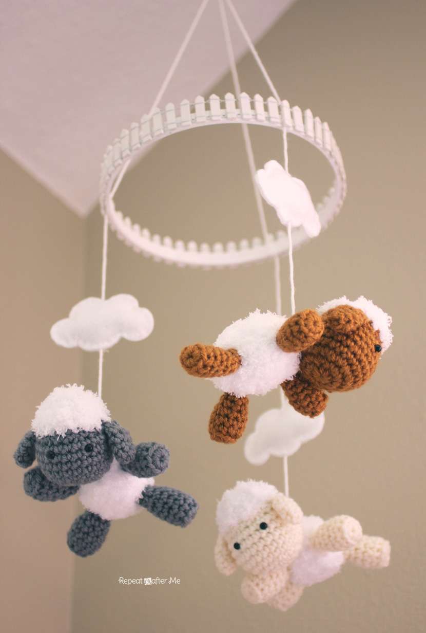 Crochet Lamb Pattern and Baby Mobile - Repeat Crafter Me