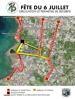 Moroni : Plan de circulation dans la matinée du 6 juillet