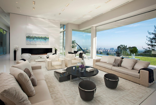 Large bright living room with Los Angeles views 