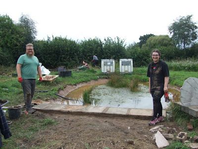 Getting covered in clay while building a pond dipping platform!