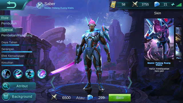 Hero Saber ( Master Pedang Ruang Waktu ) High AD Build/ Set up Gear