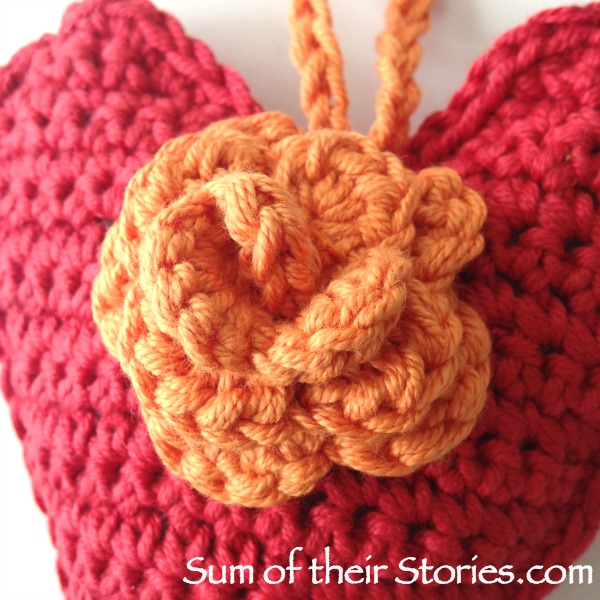 crocheted heart scented sachet