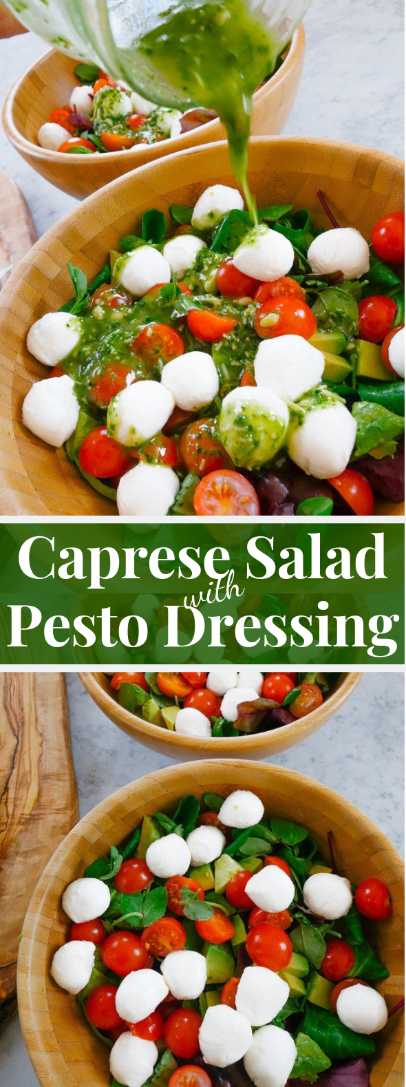 Caprese Salad with Pesto Dressing #easysalad #vegetarian