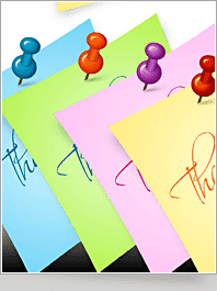 Sticky Note with push pin in 4 Colors