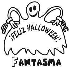 Feliz Halloween con fantasma para colorear