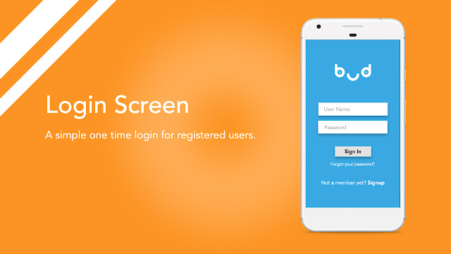 Android app UI and UX : bud Login