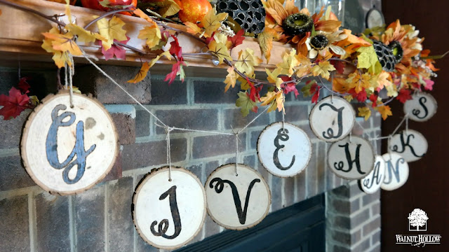 DIY Wood Burned Wood Slice Thanksgiving Garland by Dana Tatar for Walnut Hollow