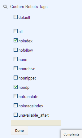 Custom Robots Tags