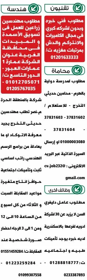 وظائف الوسيط القاهرة والجيزة الجمعة 17-11-2023 لكل المؤهلات والتخصصات بمصر والخارج