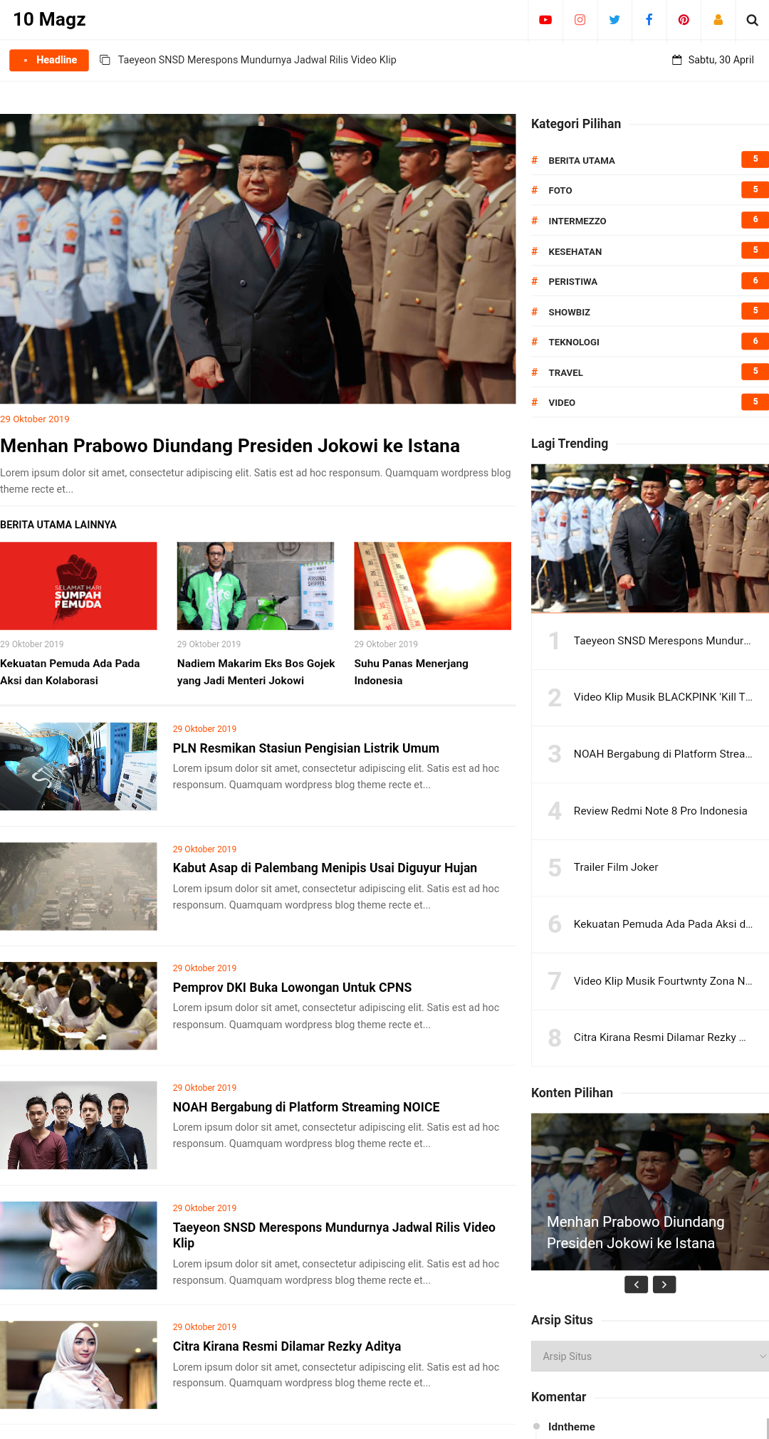 10 Magz Responsive News & Magazine Blogger Template