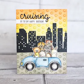 Sunny Studio Stamps: Cruising Critters Cityscape Border Dies Friendship Card by Lexa Levana