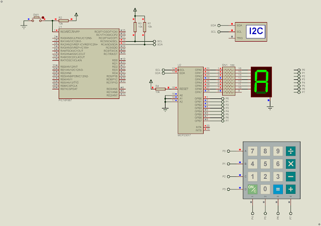 PIC16F887 MCP23017 Key Pad and 7-Segment Display Example using XC8