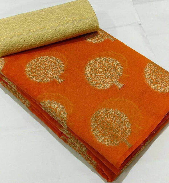 Chanderi silk tree design saree