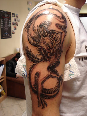 Labels dragon arm tattoo flash design