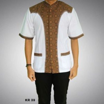  Baju Koko Batik Kombinasi Polos Lengan Panjang dan Pendek 