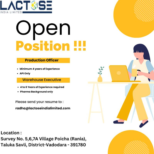 Lactose India Hiring For Production/ Warehouse Department