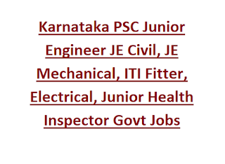 Karnataka PSC Junior Engineer JE Civil, JE Mechanical, ITI Fitter, Electrical, Junior Health Inspector Govt Jobs