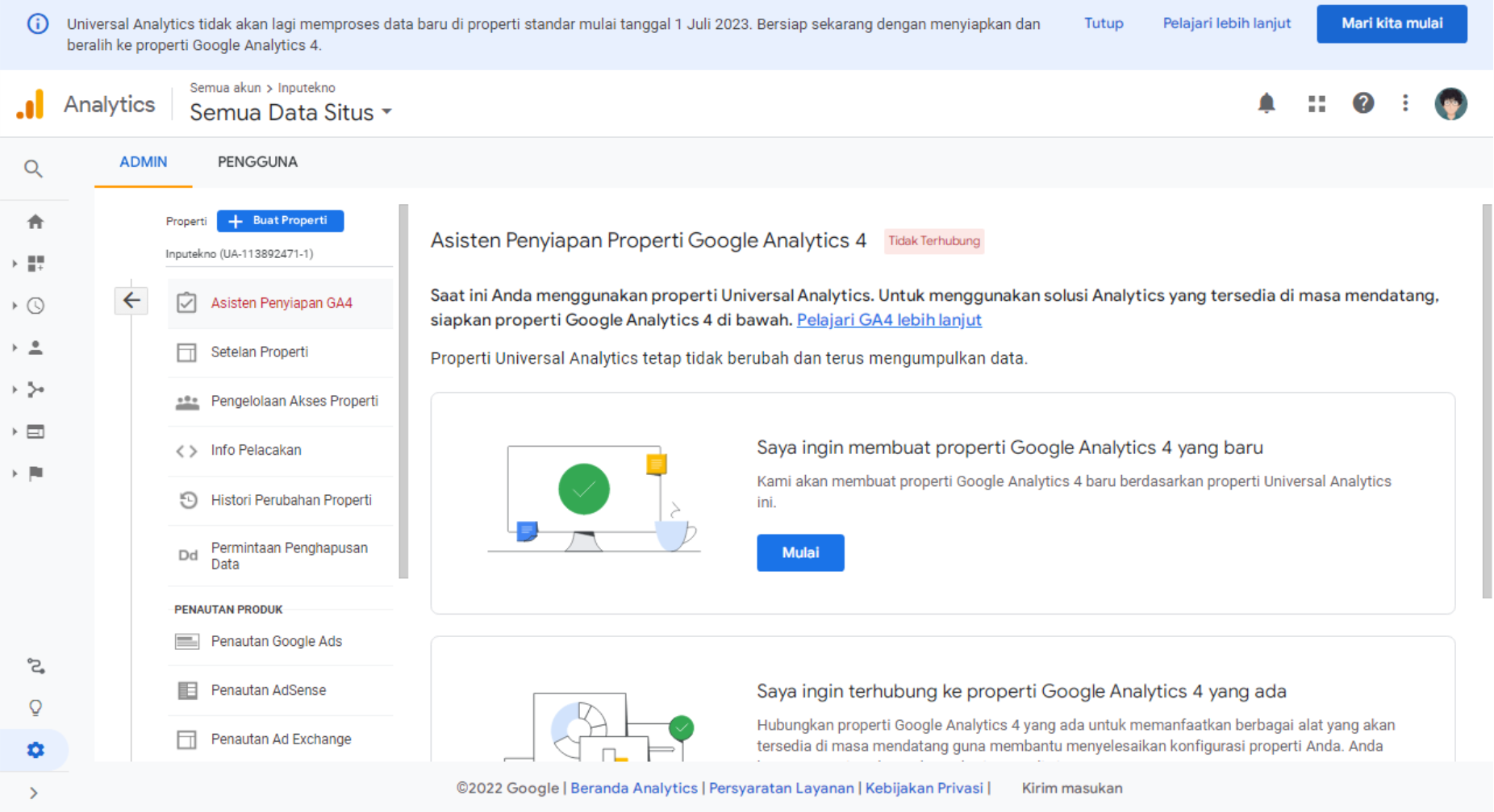 Upgrade Properti Google Analytics 4 (GA4)