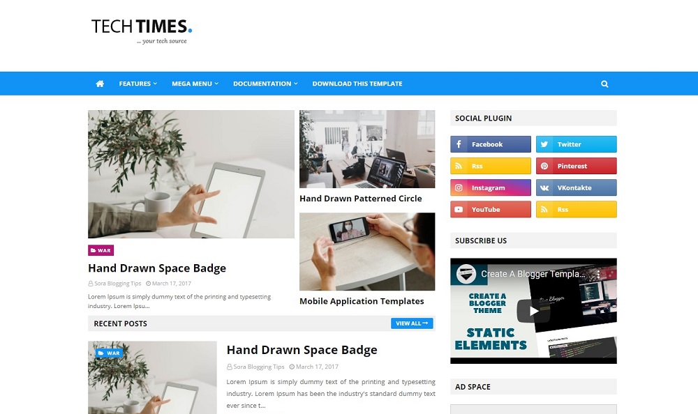 Download TechTimes v1.0 | Free Responsive News and Magazine Blogger Theme