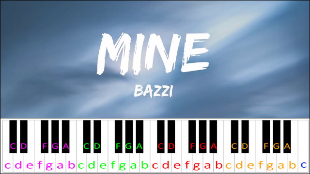 Mine by Bazzi (Hard Version) Piano / Keyboard Easy Letter Notes for Beginners