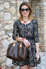 Blackfive black lace dress, Sodini bijoux, Louis Vuitton Speedy bag, Daniel Wellington watch, Fashion and Cookies, fashion blogger