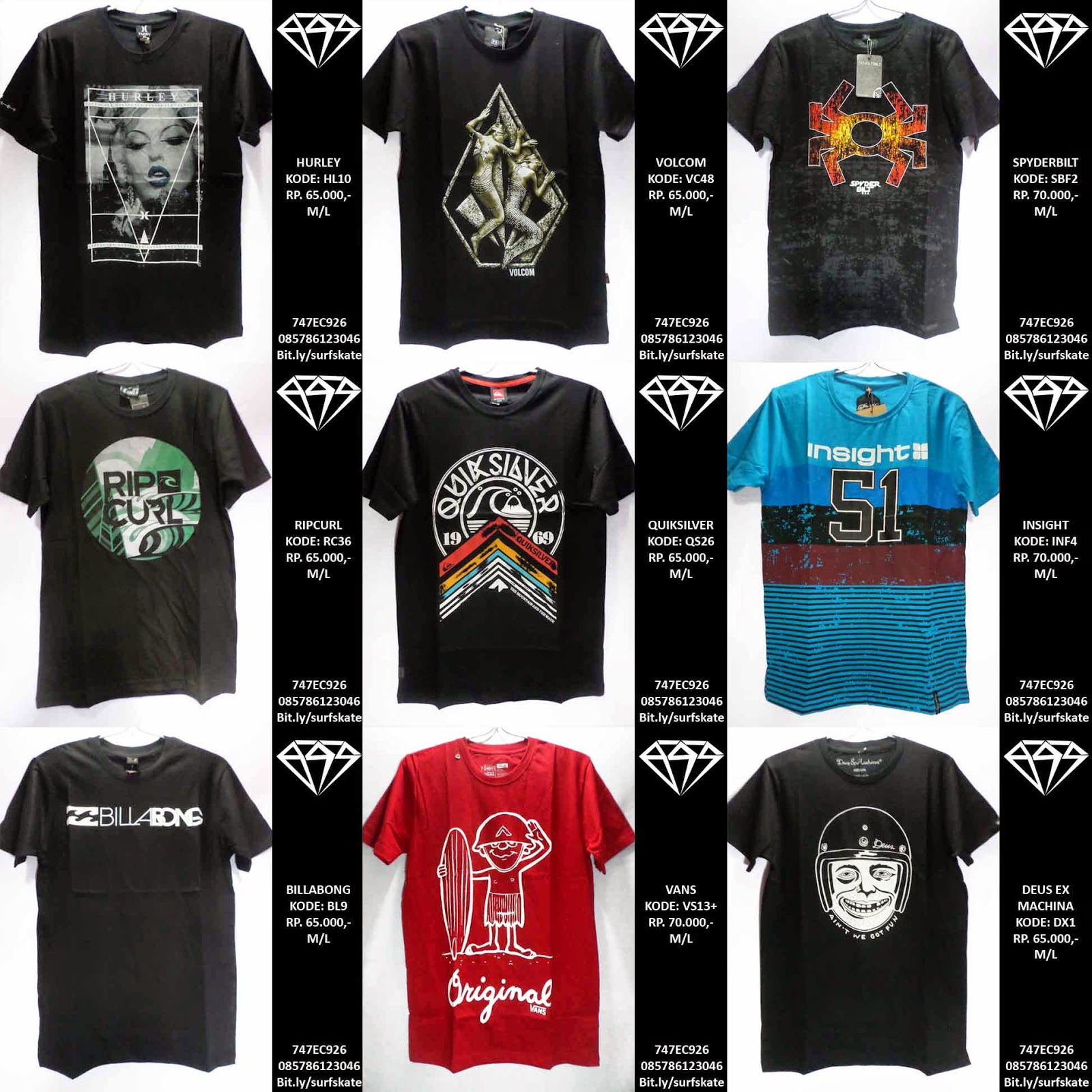 Surf Skate Tees BAJU KAOS  SURFING T SHIRT TEES