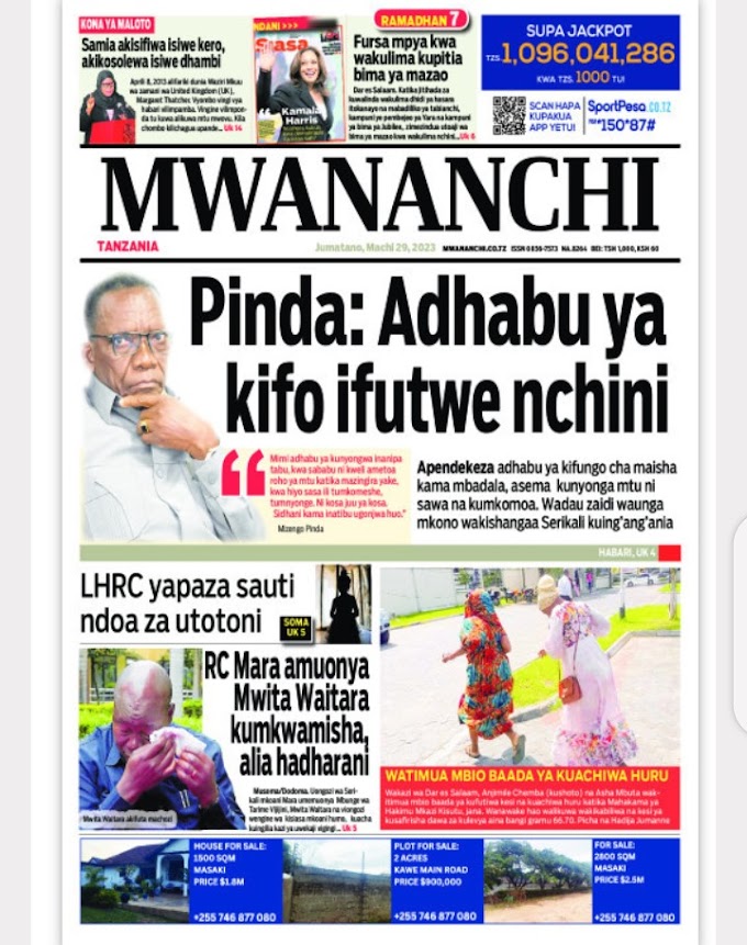 Habari kubwa za Magazeti ya Tanzania leo Machi 29,2023