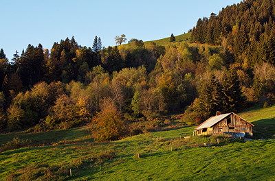 Image of an alpine barn in Parmelan mountain