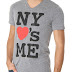 Local Celebrity NY Loves Me V-Neck T-Shirt In Heather Gray