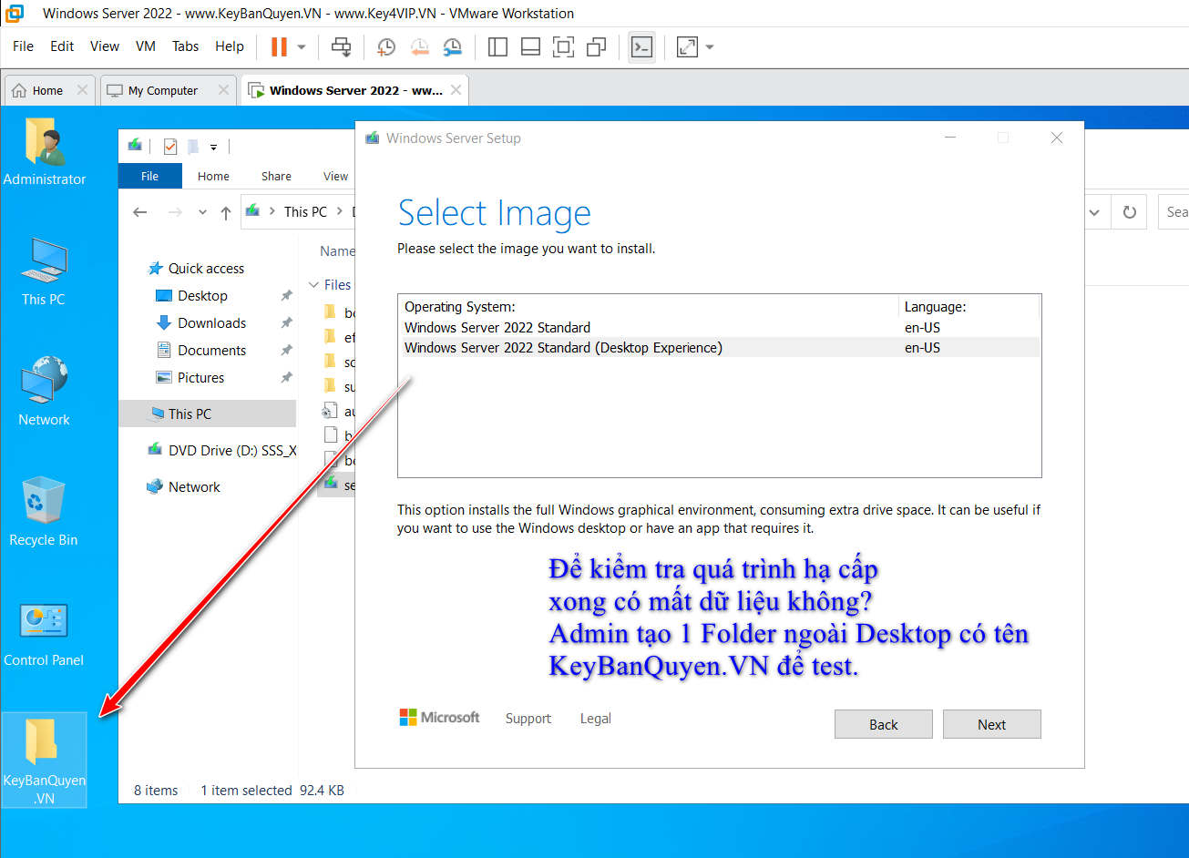 Hướng dẫn hạ Windows Server 2022 Datacenter xuống Standard.