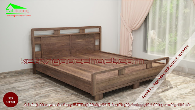 Giường ngủ gỗ óc chó CT621 đẹp độc đáo