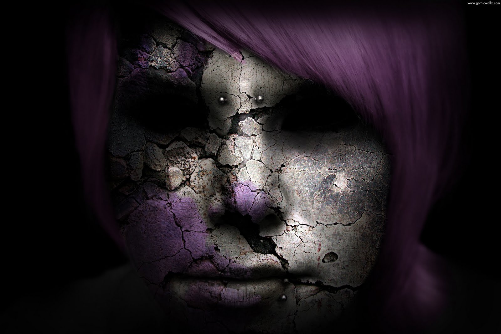 Dark Girl Cracked Face | Dark Gothic Wallpaper Download