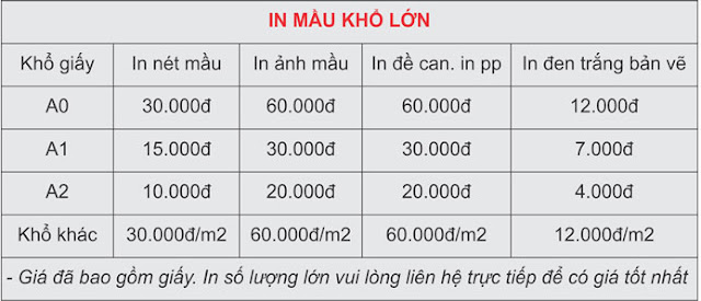 bảng báo giá in màu a0