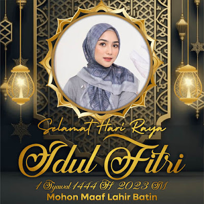 Download Twibbon Selamat Hari Raya Idul Fitri 2023 Square / Kotak Gold untuk Status Whatsapp, Instagram, Facebook, Reels, HD