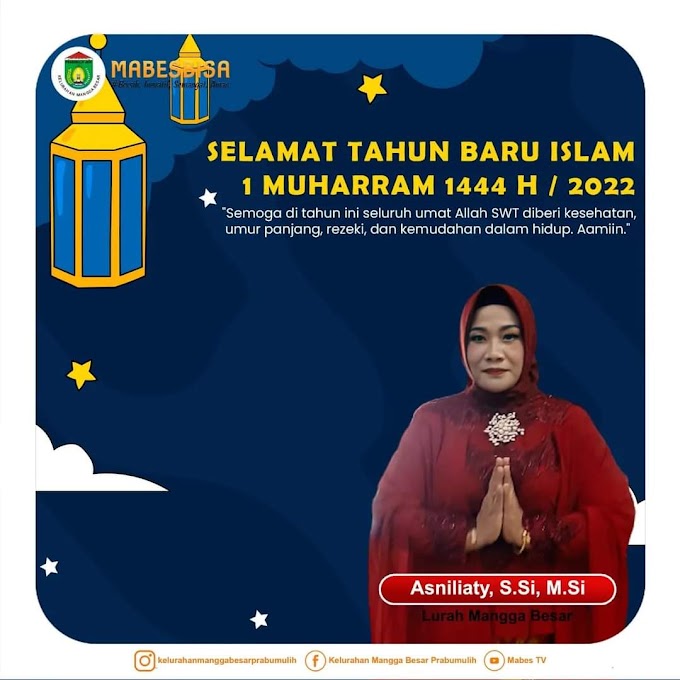 Lurah Mangga Besar (Asniliaty, S. Si, M. Si) Mengucapkan Selamat Tahun Baru Islam 1 Muharram 1444 H Tahun 2022 