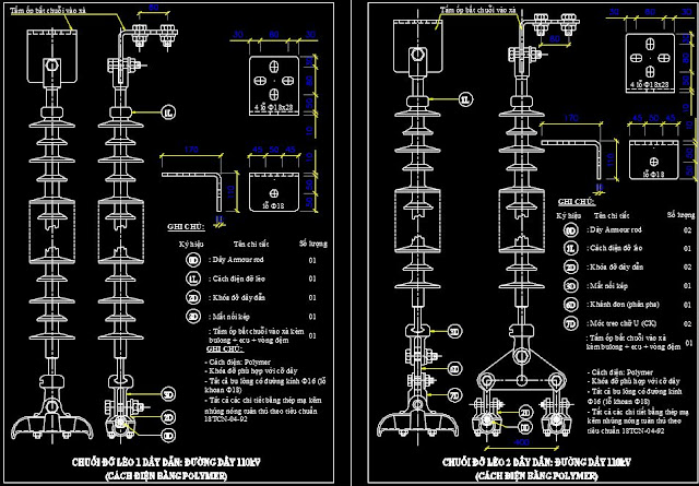 Bản vẽ chuỗi cách điện 110kV