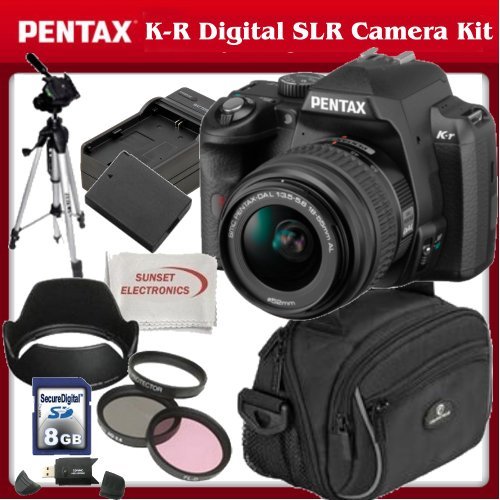 Pentax K-r Digital SLR Camera with 18-55mm Lens (Black) + SSE Accessory Package Including 3 Pc Filter KIT + 8gb Sdhc Memory Card, Extra Battery, Rapid Charger  &  Much More!!
