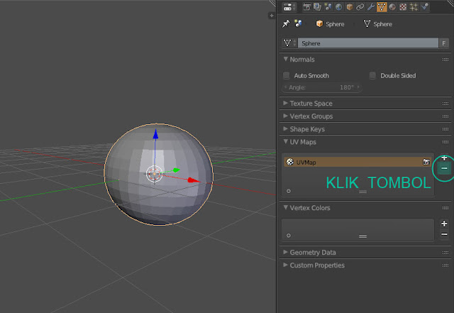  Bagian-bagian tutorial menghapus UV Mapping di Blender 3D