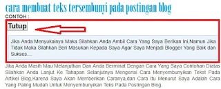 Trick Menyembunyikan Teks Pada Postingan Blog