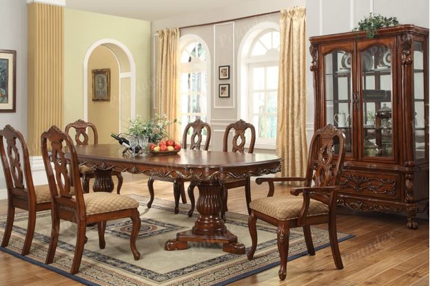 Classic Mahogany Wood Dining Table Set