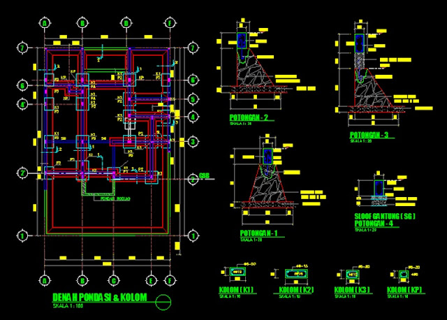 Gambar Kerja Pondasi  Batu  Kali  dan Sloof File Dwg  Kaula 