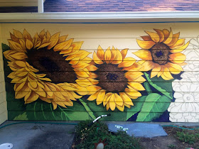 garden mural, sunflower mural, portland mural, portland muralist, floral mural portland