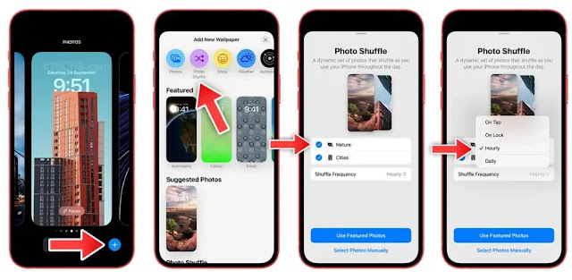 طريقة تغيير خلفية شاشة تلقائيا في ايفون iOS 16