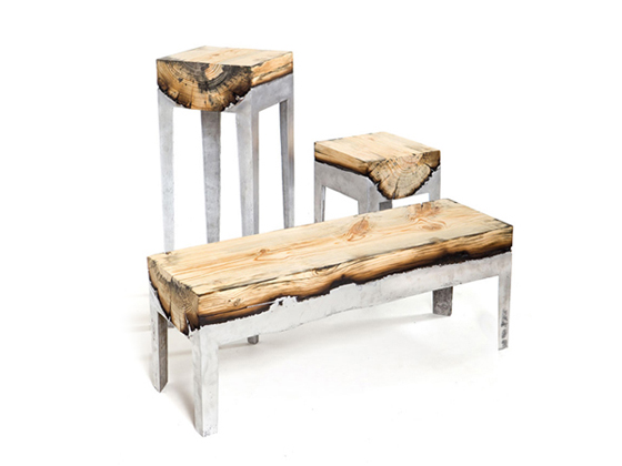 wood fused with metal furniture