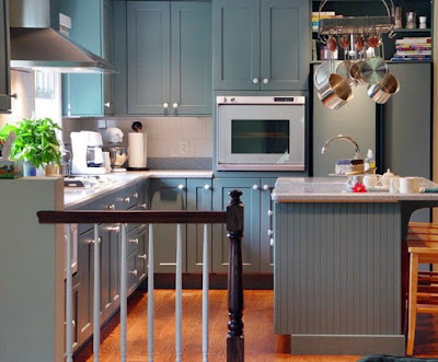 gray-kitchen-cabinets-with-island-small-space