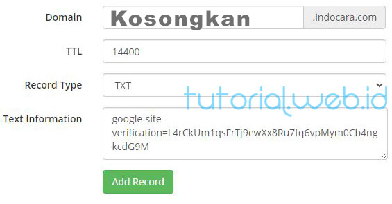 Cara Memverifikasi Kepemilikan Domain Rumahweb 7 Pilih Add Record