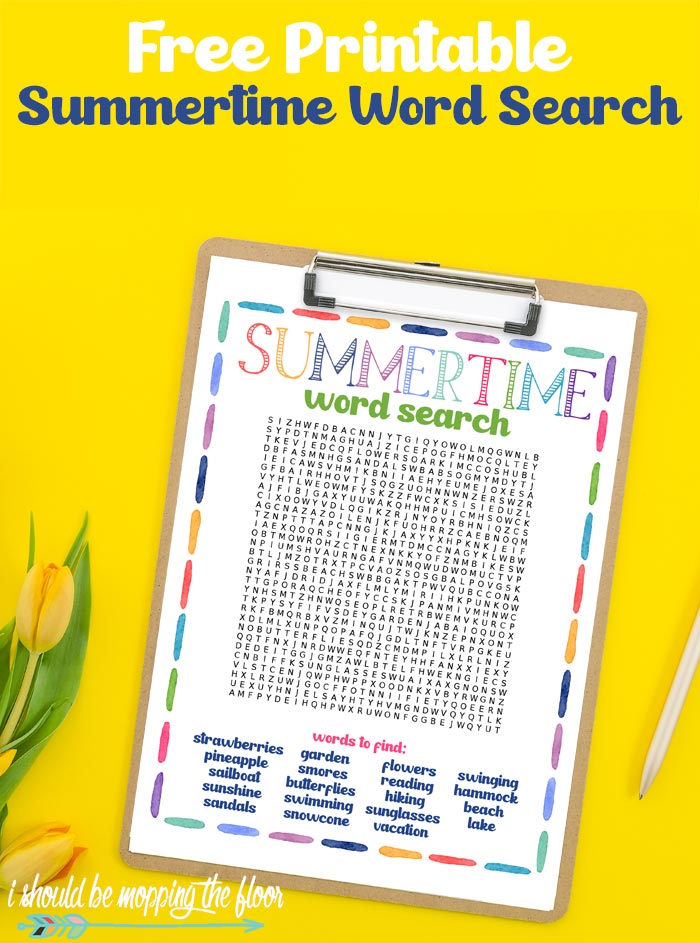 Free Summertime Word Search Printable